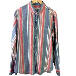 J. Crew Factory Madras Men’s Button Down Long Sleeve Striped Shirt